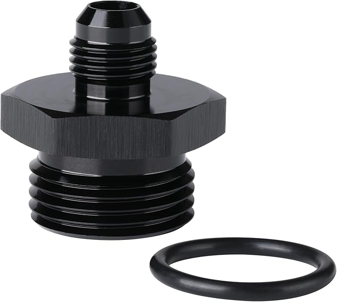 6AN Male Flare to 12AN ORB O-ring Boss Fuel Pump Rail Adapter Fitting Aluminum Black
