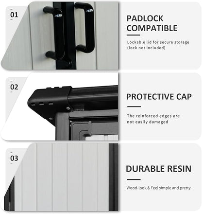 c Outdoor Storage Shed Waterproof Resin Cabinet Heavy Duty Metal Sheds, with Lockable Doors,Tool Sheds for Garden,Backyard,Lawn,Bikes and Patio Furniture,Easy Assembly,Gray