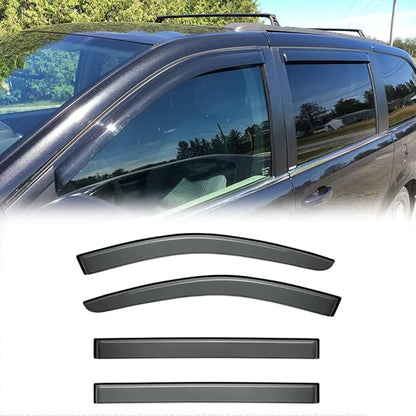 94251 Side Wind Vent Deflector Set,4pcs Out-Channel Tape-On Nice Rain Guards, Dark Smoke Window Visors fit for 2008-2016 Chrysler Town & Country,2008-2020 Dodge Grand Caravan