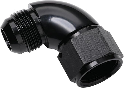 90 Degree 12AN Male to 12AN Female Swivel Full Flow Fitting Adapter Coupler Aluminum Black