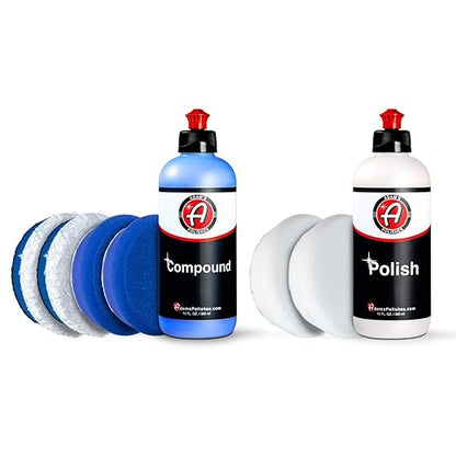 Adam's Polishes 2-Step Polishing System 12oz Combo - Silicone-Free, Body Shop Safe Formula - Quick, Professional Correcting and Polishing for Clear Coat, Gel Coat, Etc. (3.5 Kit)