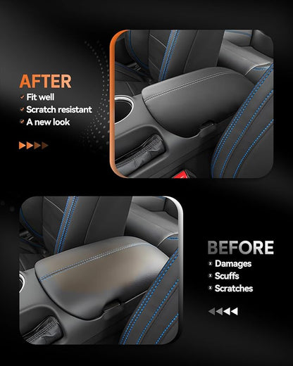 CDEFG for Ford Mustang 2024-2025 Center Console Cover Armrest Box Cover for Mustang 2024 2025 Accessories Console Arm Rest Protector White Line