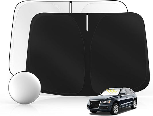 Windshield Sun Shade for Audi Q5 2009-2017 Foldable Sunshade Custom Fit Front Window Car Interior Accessories Protector Blocks UV Rays