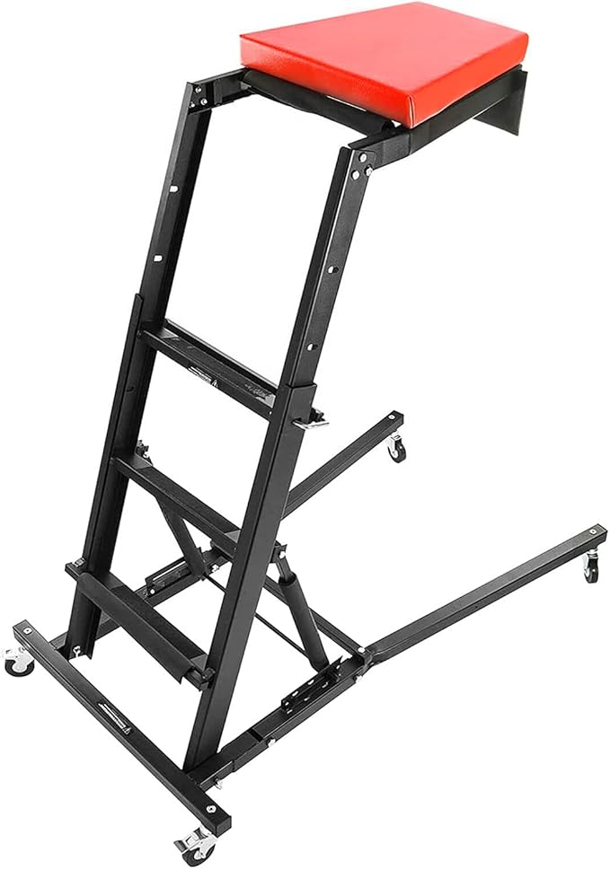 Automotive Engine Creeper - Adjustable Height, Foldable Design with Thick Padded Deck, Heavy-Duty Capacity for Home Garage & Workshop Repair. Versatile for Trucks & Auto Maintenance, Topside Use, Comf