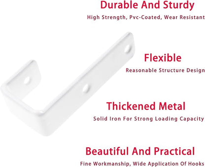 Bunk Bed Ladder Hooks Brackets, Iron Bed Ladder Hook,PVC Coated Angled Ladder Hooks,Heavy Duty Replacement Hardware Utility Hooks,Loft Garage Storage Hooks,J Brackets Hooks with Screws White