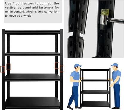PACHIRA E-Commerce 39.4" W Garage Shelving Unit Heavy Duty, 4 Tier Adjustable Shelves Garage Storage System Industrial Shelving Kitchen Storage Rack 39.4" W x 19" D x 57" H