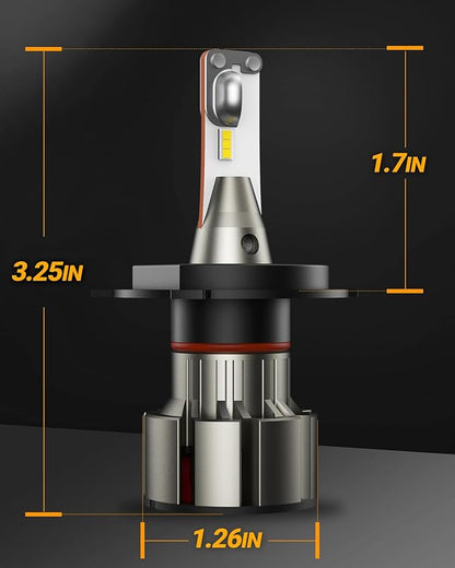 SEALIGHT H4/9003/HB2 Driving Light Bulbs, 36000LM Super Bright 9003 Dual Beam Bulbs, 6000K Cool White H4 Fog Lights, Plug-N-Play, Pack of 2