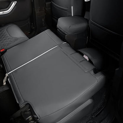 GIANT PANDA Customized Full Set Car Seat Covers for Jeep Wrangler 2 Door JK Sport Sahara Rubicon Freedom Willys Wheeler 2013 2014 2015 2016 2017, Faux Leather - (Black)