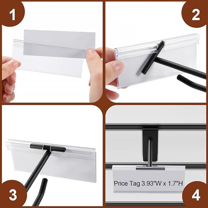 Polmart Heavy Duty Black Slatwall Panel Double-Bar Hooks - 50 Pack (4-inch)