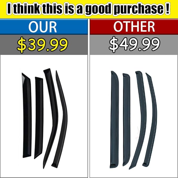 Rain Guards for 4Runner 2010-2022, Tape-on Side Window Deflectors for 4Runner, Window Visors for Toyota Cars, for Toyota Car Accessories, 4 pcs