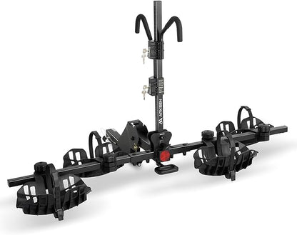 Arksen Electric Bike Rack Hitch, Foldable Quick Release Smart Tilting 2 Ebike Rack Platform Style Carrier w/Car Lock for Up to 5.5" Fat Tires for Car, SUV, Trucks - 170 lbs Heavy Weight Capacity