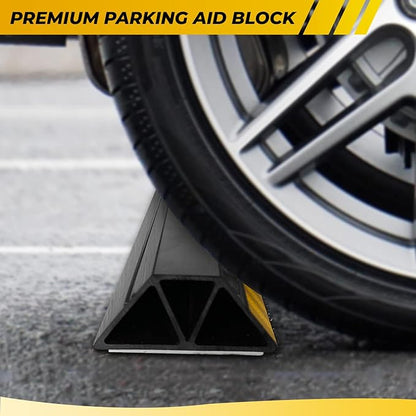 (New Updated 18" 2 Packs Heavy Duty Parking Stopper for Garage, Parking Gadgets Protects Car, Parking Aid Easy to Install 2 PCS, 18" L x 3.7" W x 1.8" H