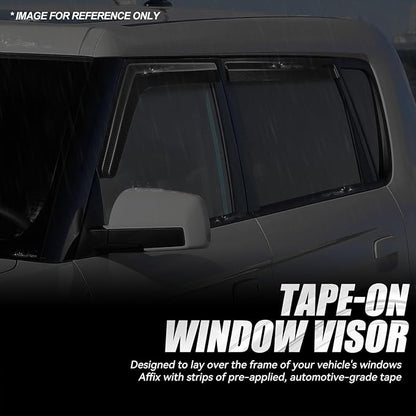 Auto Dynasty 4Pcs Carbon Fiber Pattern Window Visors Compatible with 2010 2011 2012 2013 Soul, Tape-On Front & Rear Window Deflectors Rain Guards Sun Wind Air Side Vent Shade, Glossy Black