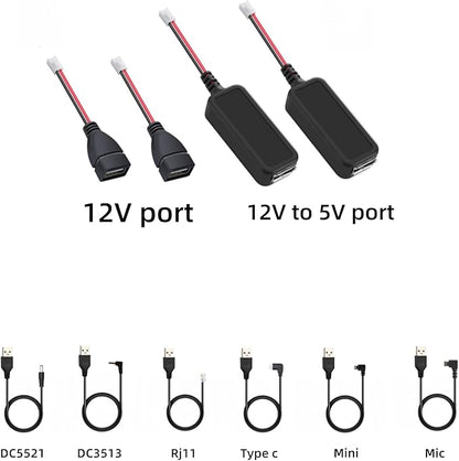 Radar Detector Cord hardwire kit,Dash cam Rearview Mirror Plug Cord,Install Three Devices at The Same time, Such as Baby Car Camera/Dash Cam/Portable Carplay Screen for Car/Backup Camera/Navigation