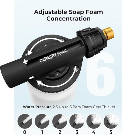 Car Wash Foam Gun + Microfiber Wash Mitt - Car Foam Sprayer - Foam Cannon for Hose - Spray Foam Gun Cleaner - Snow Foam Blaster for Cars, Boats, RVs, Foam Cannon Connects to Any Garden Hose