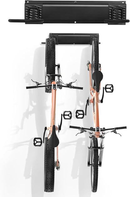 VEVOR Bike Storage Rack, 2 Bike Racks, Wall Mount Bike Storage Hanger, Home and Garage Organizer, Customizable for Various Bike Sizes, Adjustable Holder for Space Saving, Holds Up to 100 lbs, 17-inch