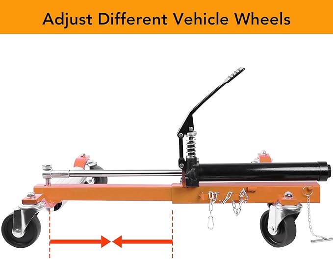 2 Pcs Car Wheel Dolly with Hydraulic Tire Jack, 1500LBS Capacity Trailer Dolly for Vehicle Positioning for Truck RV Trailer, Orange