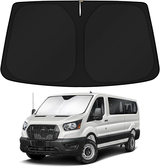 KUST Windshield Sun Shade for 2024 2025 2026 Ford Transit 350 Custom Fit Sunshade Window Sun Visor Protector Foldable Blocks UV Rays Keep Car Cooler