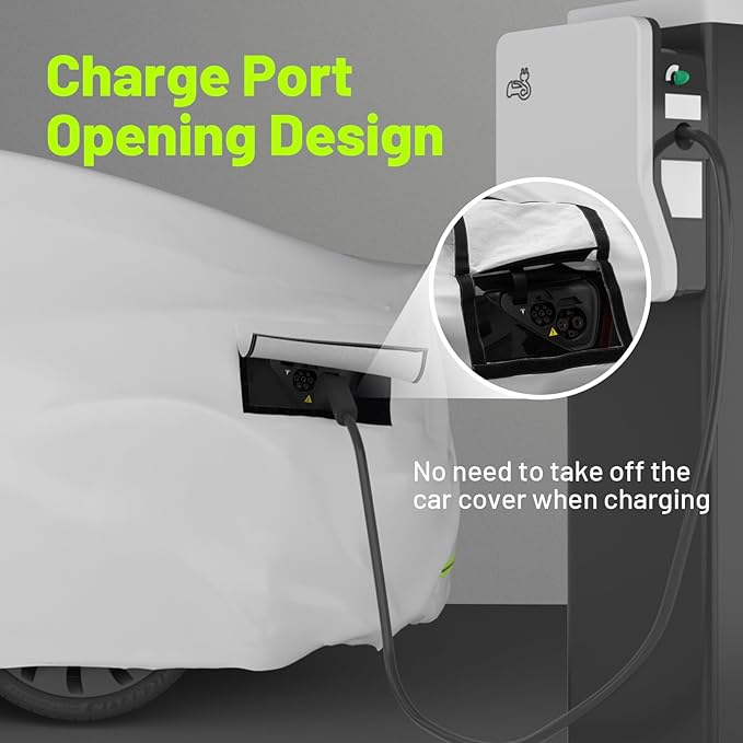 Favoto Car Cover for Tesla Model Y - Custom Fit Vehicle Cover 6 Layers Waterproof All Weather Outdoor Rain Snow Sun Dust Protection with Charging Port Ventilated Mesh Door Zipper