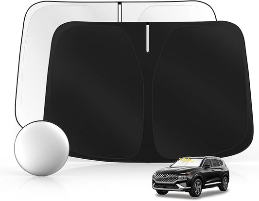 Windshield Sun Shade for H-yund-ai Santa Fe 2013-2018 Foldable Sunshade Custom Fit Front Window Car Interior Accessories Protector Blocks UV Rays