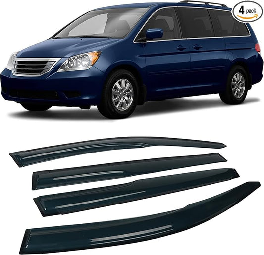 4PCS Rain Guards Fit for Honda Odyssey 2005-2010, Front & Rear Window Visors Wind Deflector, Outside Mount Vent Shade 2005 2006 2007 2008 2009 2010, 94029