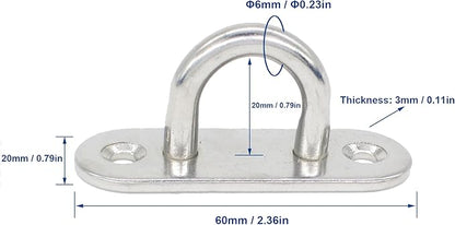 Stainless Steel Ceiling Hooks & Wall Hangers - Heavy Duty M6 Screw Mount, Rust-Proof Anchor Straps for Garage, Outdoor, Storage (4-Pack)