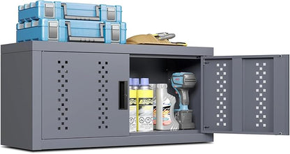Metal Wall Storage Cabinet Steel Wall Mounted Garage Storage Cabinet with Doors for Basement Utility Room Warehouse Kitchen