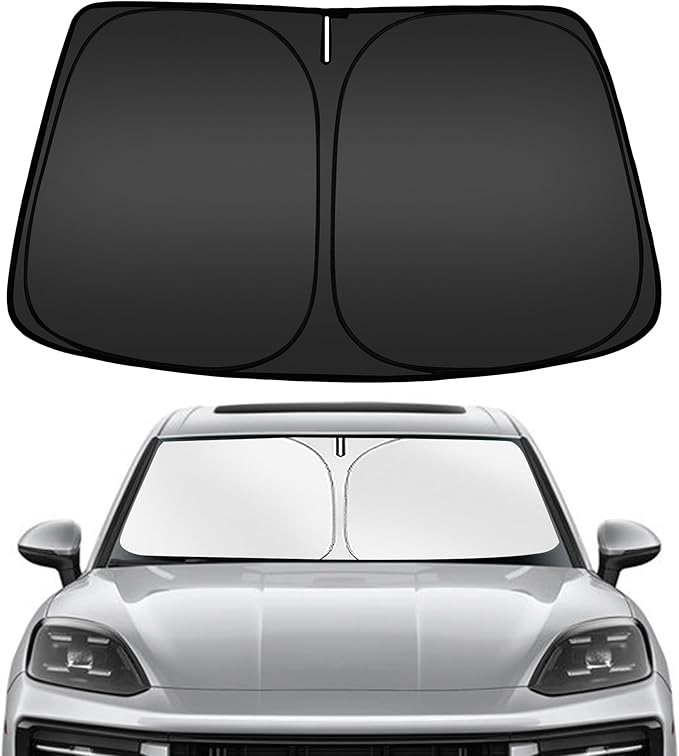 ARISMOTOR Windshield Sun Shade for Porsche Cayenne 2019-2025, Custom Fit Foldable Front Window Sunshade Sun Visor Protector, Block UV Rays Keep Your Car Cooler