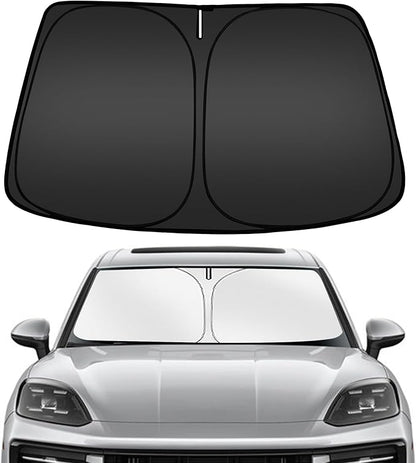 ARISMOTOR Windshield Sun Shade for Porsche Cayenne 2019-2025, Custom Fit Foldable Front Window Sunshade Sun Visor Protector, Block UV Rays Keep Your Car Cooler