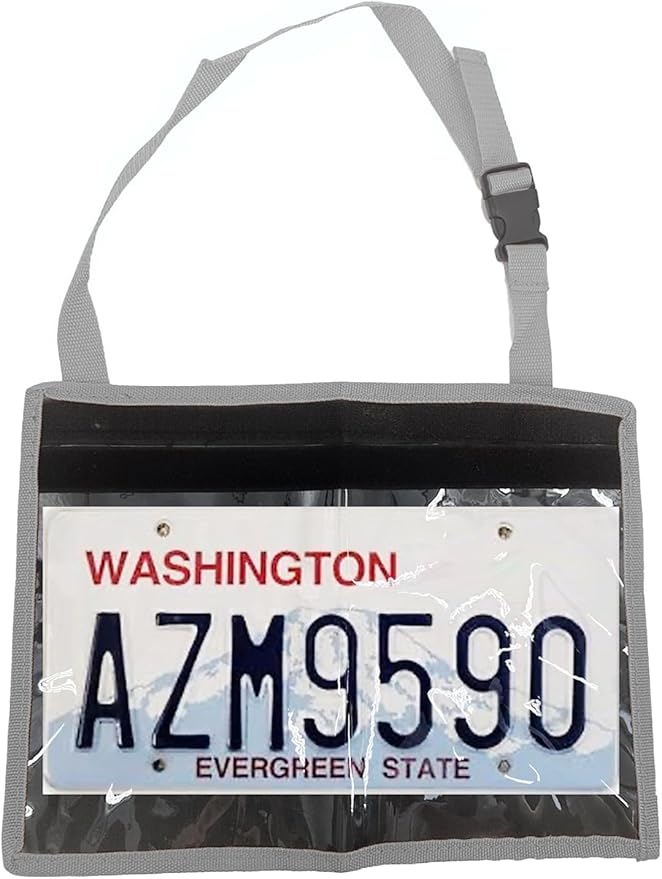 License Plate Holder with Hanging Strap, Test Drive Tag Bag, Dealer Plates License Frame Cover, for Car SUV Truck (Grey, 3)