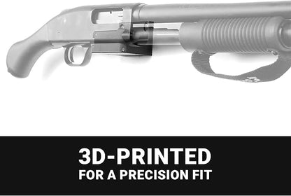 Spartan Mounts Compatible with Mossberg 88, 500, 590 Shotgun Display Storage Organization System | Unique Low Profile Design | Gun Safe Wall Room Mounting Solution (12-Gauge, Barrel Points Right)