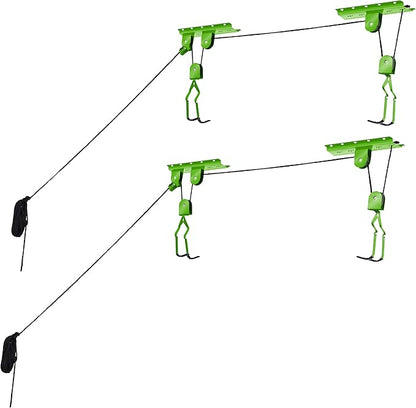 Bike Lane Products Bicycle Hoist 2-Pack Quality Garage Storage Bike Lift with 100 lb Capacity Even Works as Ladder Lift Premium Quality