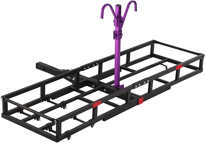 Hitch-Mount Bike Rack for Ebike Heavy-Duty - Comes with Cargo Carrier Fits 2 Electric Fat-Tire Mountain Bicycles Fits 2" Receiver for Car Trailer SUV Truck RV Minivan (Purple)