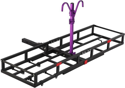 Hitch-Mount Bike Rack for Ebike Heavy-Duty - Comes with Cargo Carrier Fits 2 Electric Fat-Tire Mountain Bicycles Fits 2" Receiver for Car Trailer SUV Truck RV Minivan (Purple)