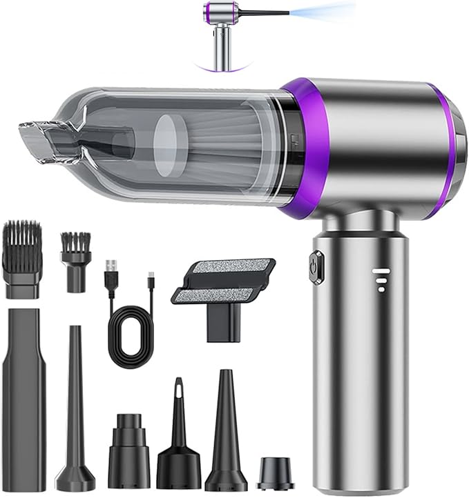 Handheld Car Vacuum Cleaner Cordless,21000Pa High Power Hand Held 3-Speed Adjustment and Multi-Nozzles Cleaner for Car, Home, Office, Pet Hair