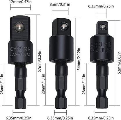 17pcs Flexible Drill Bit Extension, Include 3pcs Rotatable Socket Adapter 2pcs Hex Shank 105° Right Angle Drill Attachment 10 Short Screwdriver Bits Bendable Extension and 90° Angled Bits