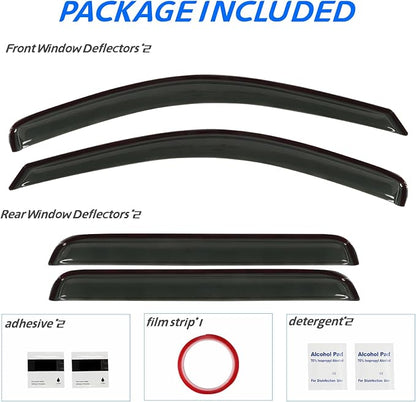 Rain Guard Fit for 2005-2010 Jeep Grand Cherokee, Outside Mount Side Window Visor Deflector, Dark Smoke Vent Shade Shield, 2005 2006 2007 2008 2009 2010, 4pcs