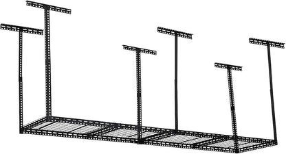Overhead Garage Storage Rack, Heavy Duty Ceiling Storage Racks for Garage, Adjustable Height, 660LBS Weight Loading,2x8 FT Hanging Organizer Shelving for Warehouse Basement, Black