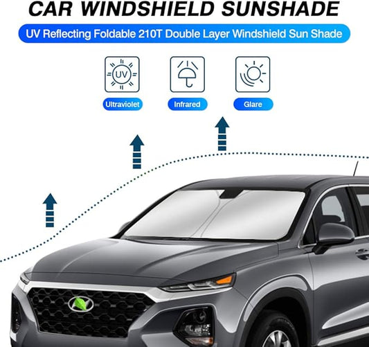 KUST Windshield Sun Shade Hyundai Santa Fe 2013-2018 Accessories Custom Fit for Window Sun Visor Protector Foldable Blocks UV Rays Keep Your Car Cooler