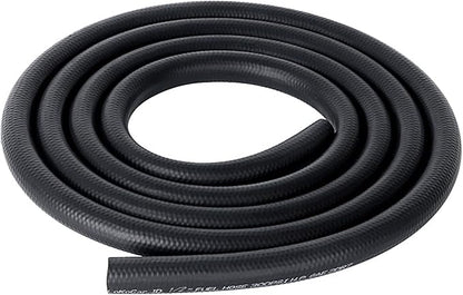 LokoCar Rubber Fuel Hose Line Push Lock 1/2" ID SAE 30R7 NBR 10ft 300PSI Black