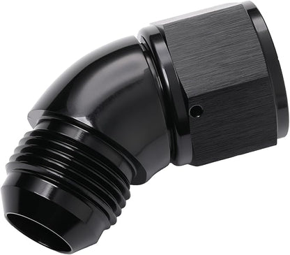 45 Degree 16AN Male to 16AN Female Swivel Full Flow Fitting Adapter Coupler Aluminum Black
