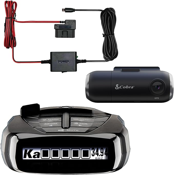 Cobra RAD 480i Radar Detector & SC 201 Smart Dash Cam + 2.5A OBD Port to Micro USB DIY Easy Hardwire Kit: Long Range Rapid Radar Detection, Full HD 1080P Video + 16GB SD Card, Built-in WiFi & GPS