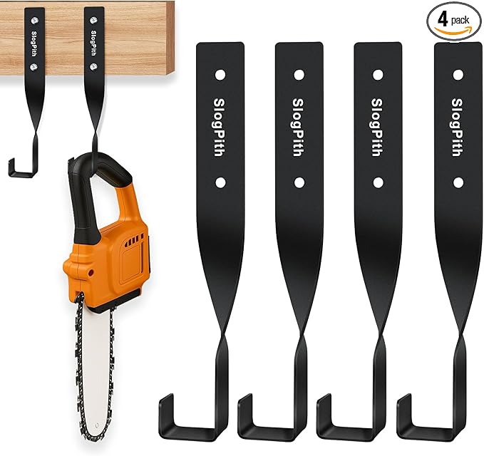 Chainsaw Hanger,Chainsaw Holder for Garage Wall Mount, Garage Storage Hooks for Chainsaw, Backpack Blower, Weed Eater & Tools,Rustproof Chainsaw Hook Organizes Tools, Saves Space(4 Pcs)