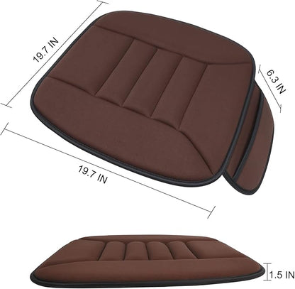 Premium Car Seat Cushion, Driver Cushion with Comfort Memory Foam & Non-Slip Rubber Bottom, Car Seat Pad Works with 95% of Vehicles and Office Chair or Home (Brown)