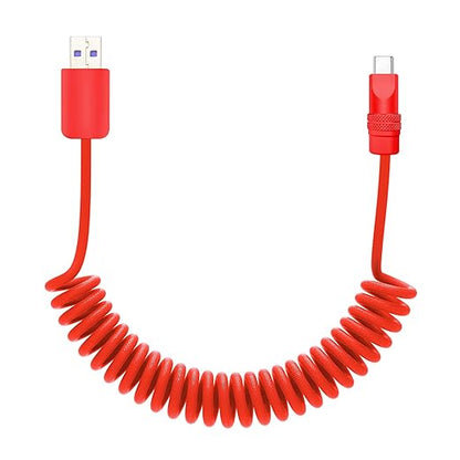 chubbycable Curly Chubby - Retractable Fast Charging Cable 240W Coiled Charger Cord for Car Durable USB-C Cable