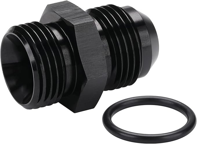 10AN Male Flare to 10AN ORB O-ring Boss Fuel Pump Rail Adapter Fitting Aluminum Black