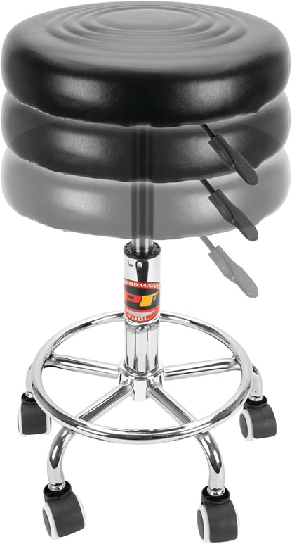 Performance Tool W85027 Adjustable (19 - 24 Inch) Pneumatic Rolling Bar Stool, 250 Lbs Capacity