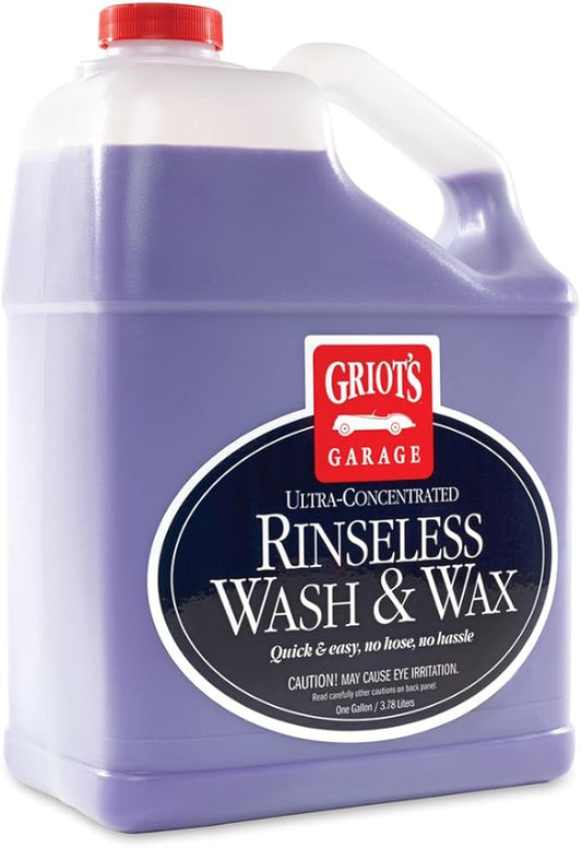 Griot's Garage Rinseless Wash and Wax for Car Cleaning and Detailing, No-Rinse, Waterless Formula For RVs, Boats, Trucks, Motorcycles and More, 10497, One Gallon