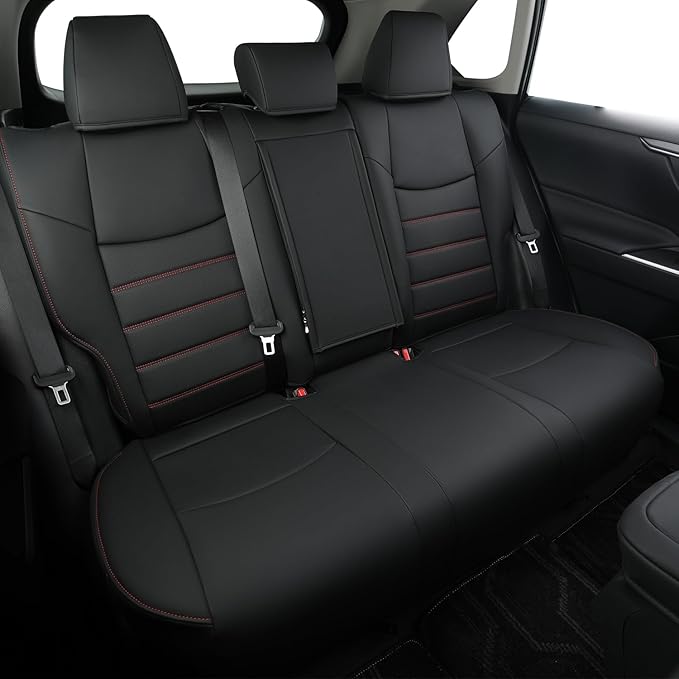 RISINGSTAR Rav4 Seat Covers, fit 2019-2025 Toyota Rav4 XLE LE XLE Premium Limited Base SUV, not for Adventure and TRD-Off(Black&Red)