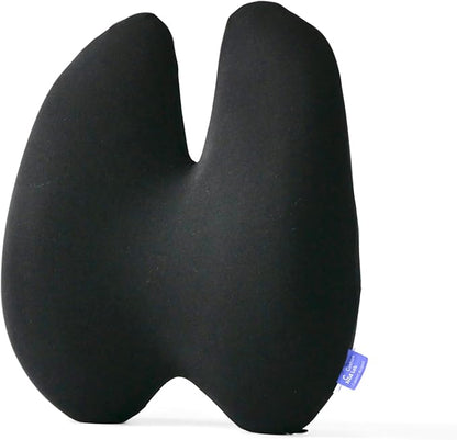 C CUSHION LAB Extra Dense Lumbar Pillow - Patented Ergonomic Multi-Region Firm Back Support for Lower Back Pain Relief - Lumbar Support Cushion with Strap for Office Chair, Car, Sofa, Plane - Black